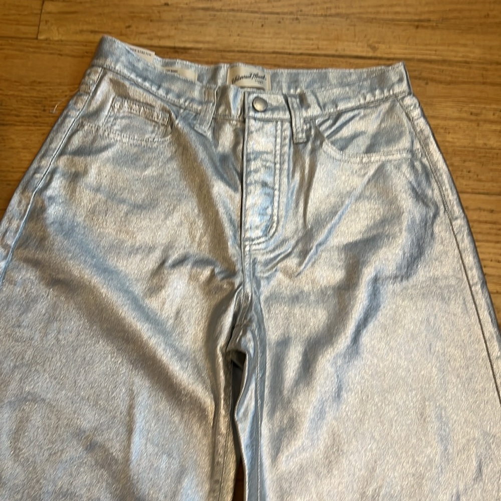 NWT Universal Thread 90s Baggy Metallic Silver Cotton Jeans - Women’s 0 Long - Picture 7 of 16